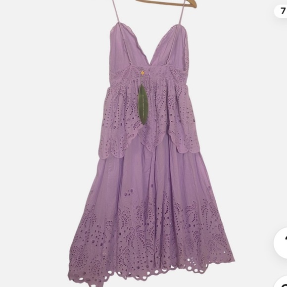 NWT Farm Rio Maxi Dress Lilac Purple M Eyelet Palm Tree MSRP $298 Boho Cottage - Picture 6 of 10
